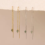 Agate Threader Earrings Silver 18K Gold Plated