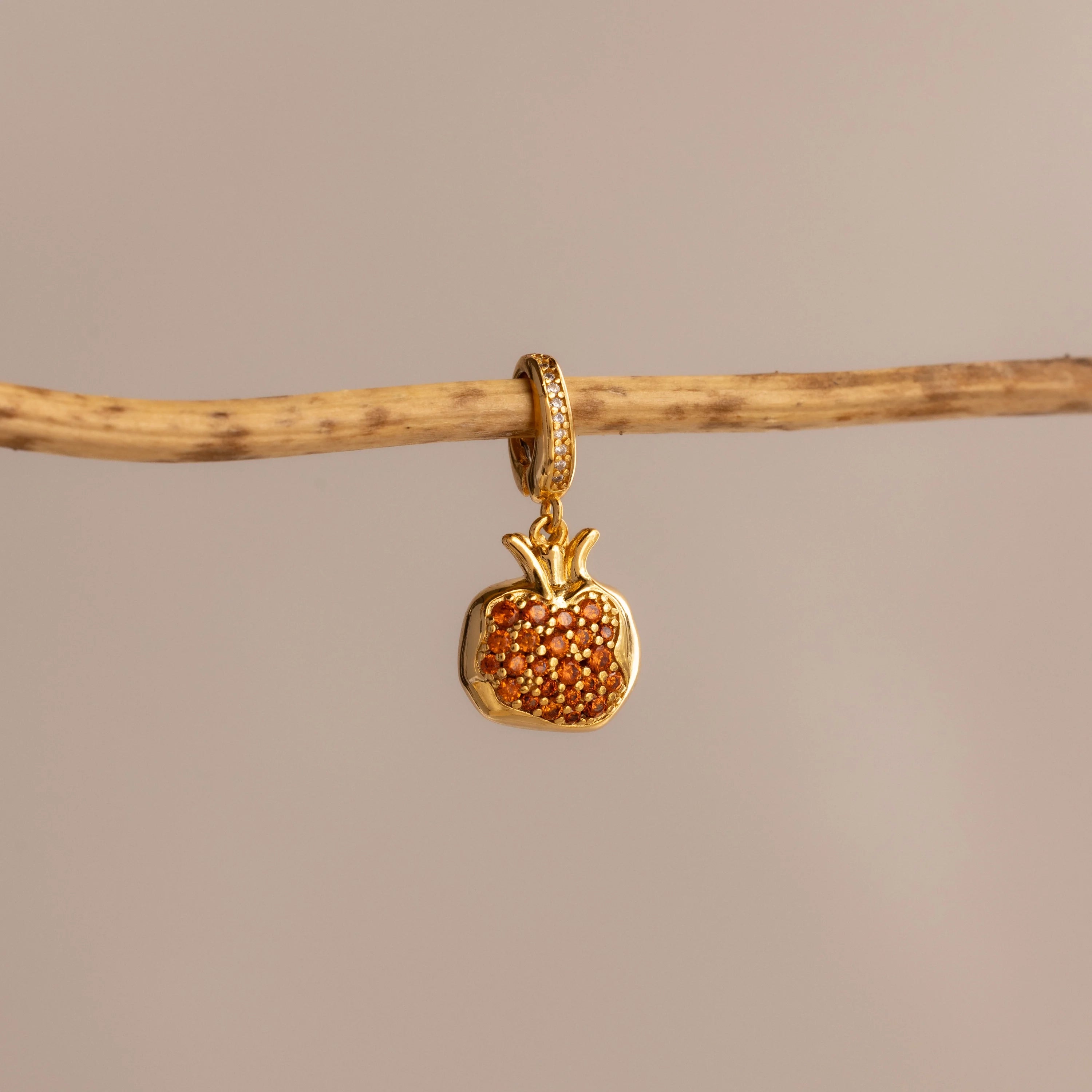 Garnet Pomegranate Charm Silver 18K Gold Plated