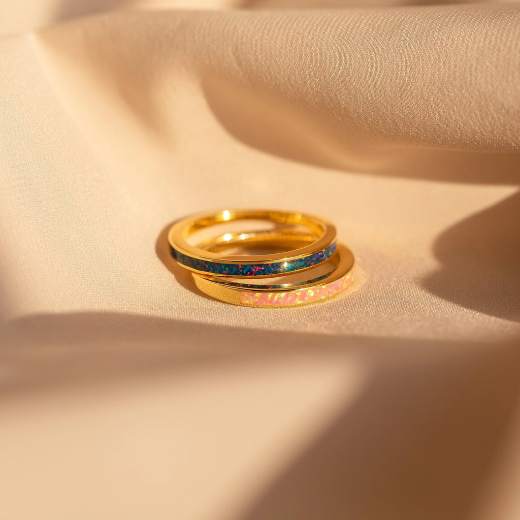 Indigo Opal Inlay Band  Silver 18K Gold Plated