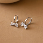 Diamond Bow Huggies Silver 18K Gold Plated