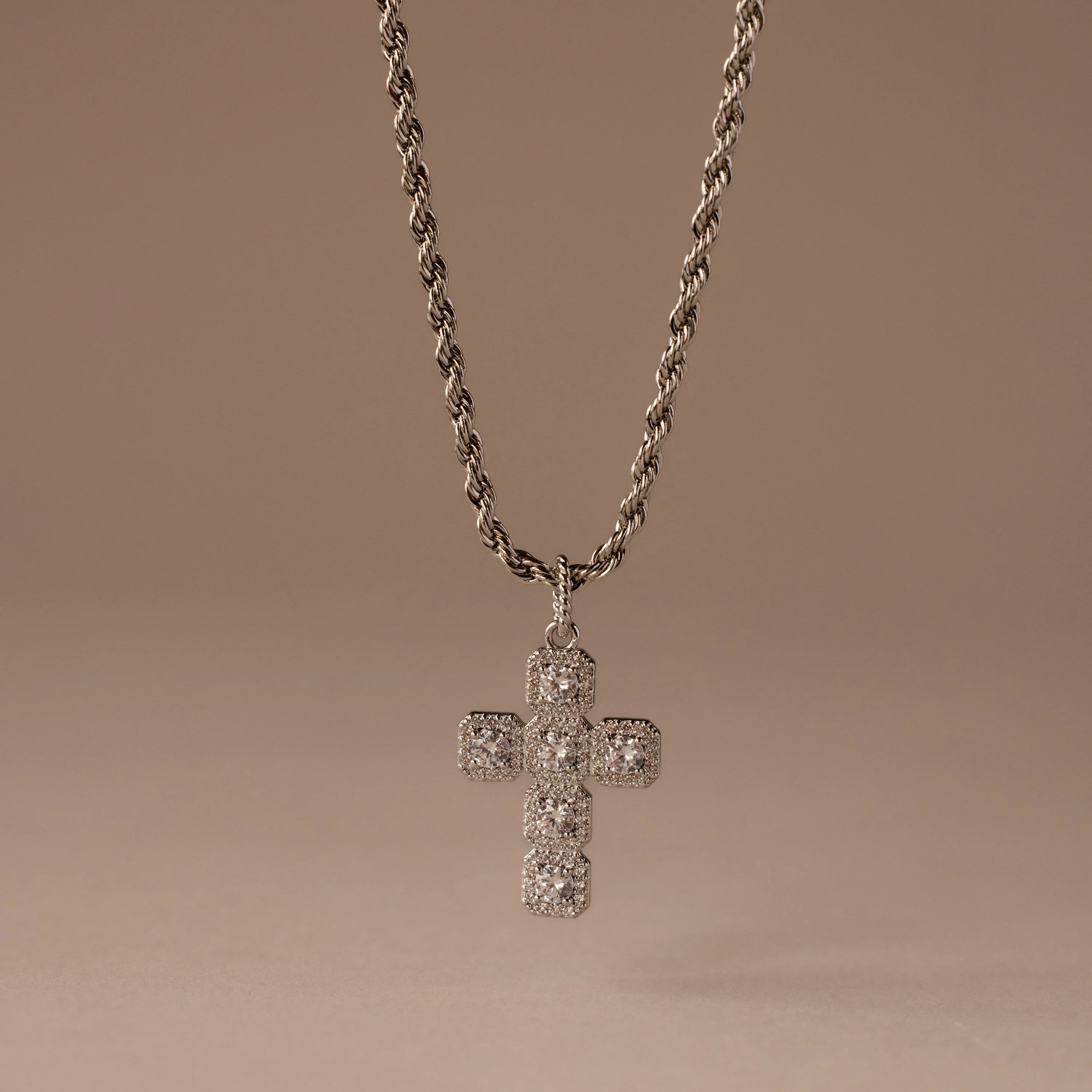 Diamonds Majesty Cross Necklace  Silver 18K Gold Plated