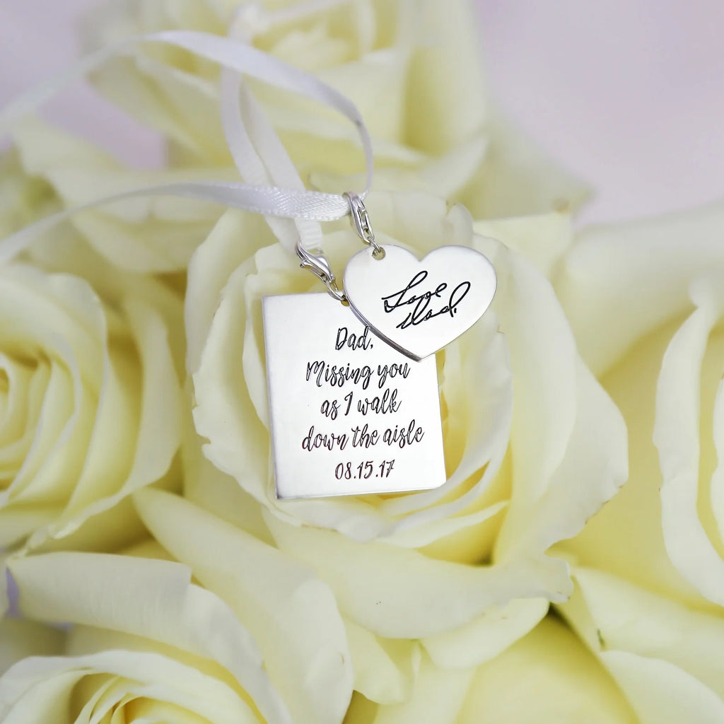 Handwriting Bouquet Charm Silver 18K Gold Plated