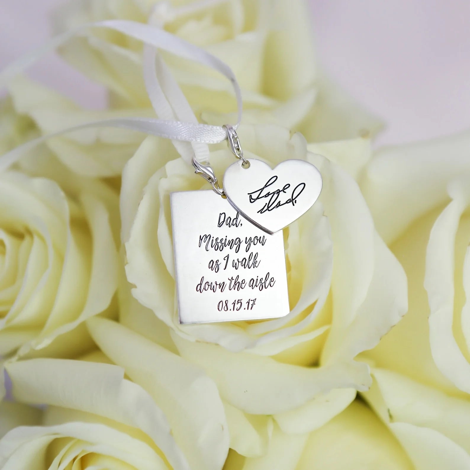 Handwriting Bouquet Charm Silver 18K Gold Plated
