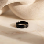 Men's Thick Black Ring Silver 18K Gold Plated
