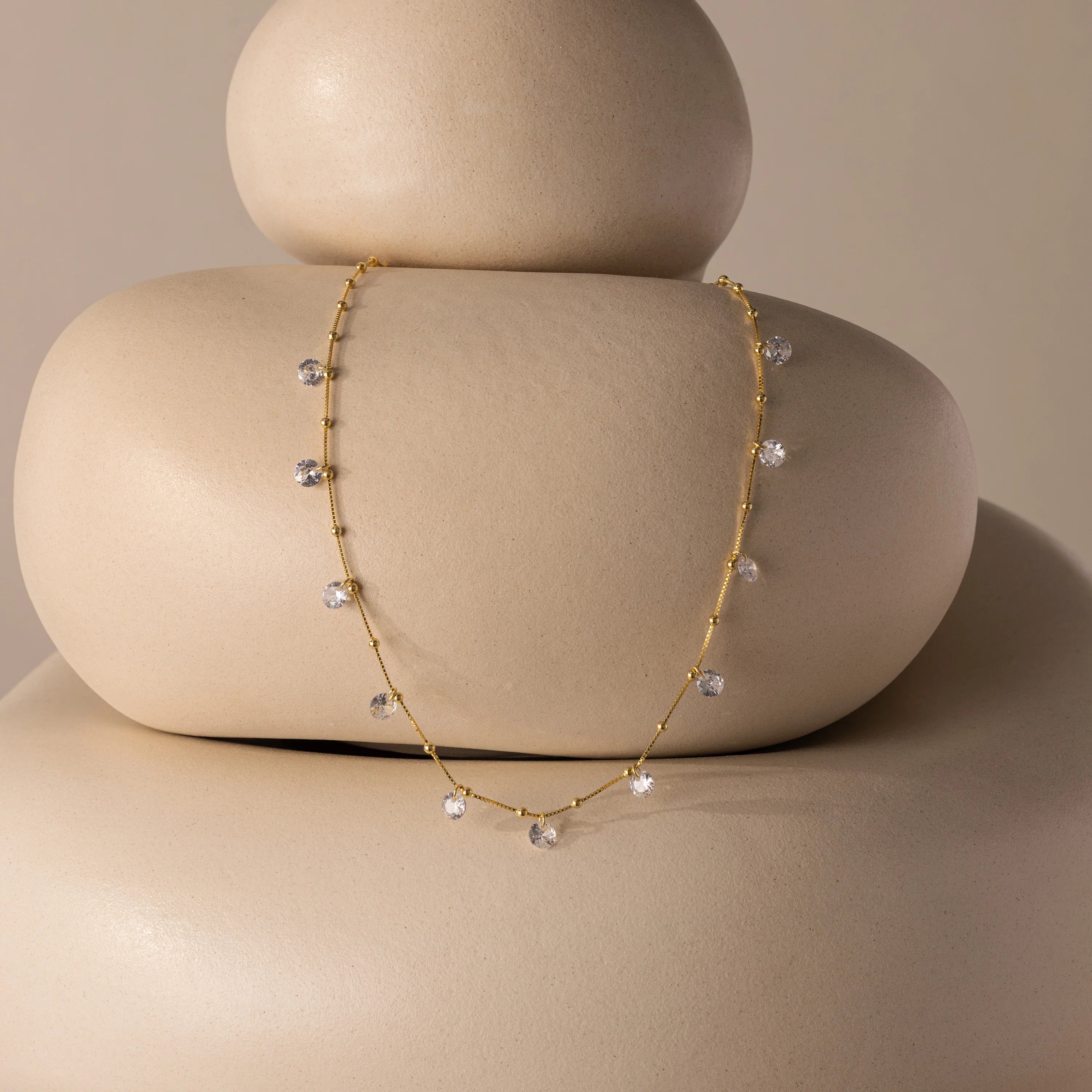 Satellite Diamond Necklace Silver 18K Gold Plated