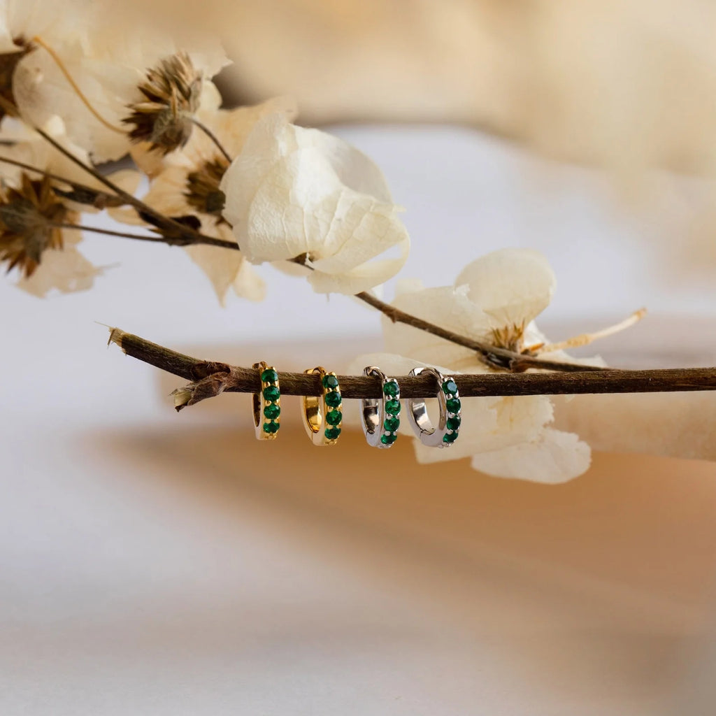 Elise Gemstone Huggies Set Silver 18K Gold Plated