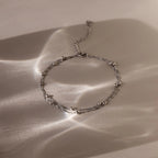 Duo Bead Chain Anklet Silver 18K Gold Plated