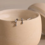 Diamond Droplet Studs Silver 18K Gold Plated