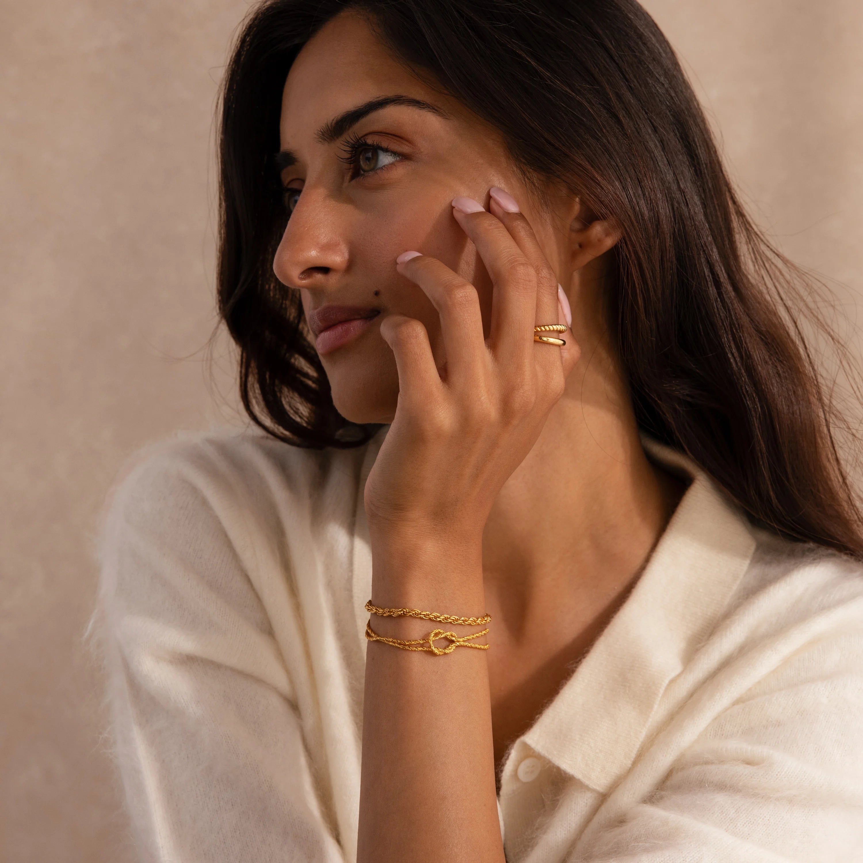 Rope Knot Chain Bracelet Silver 18K Gold Plated