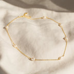 Anna Pearl Station Necklace Silver 18K Gold Plated