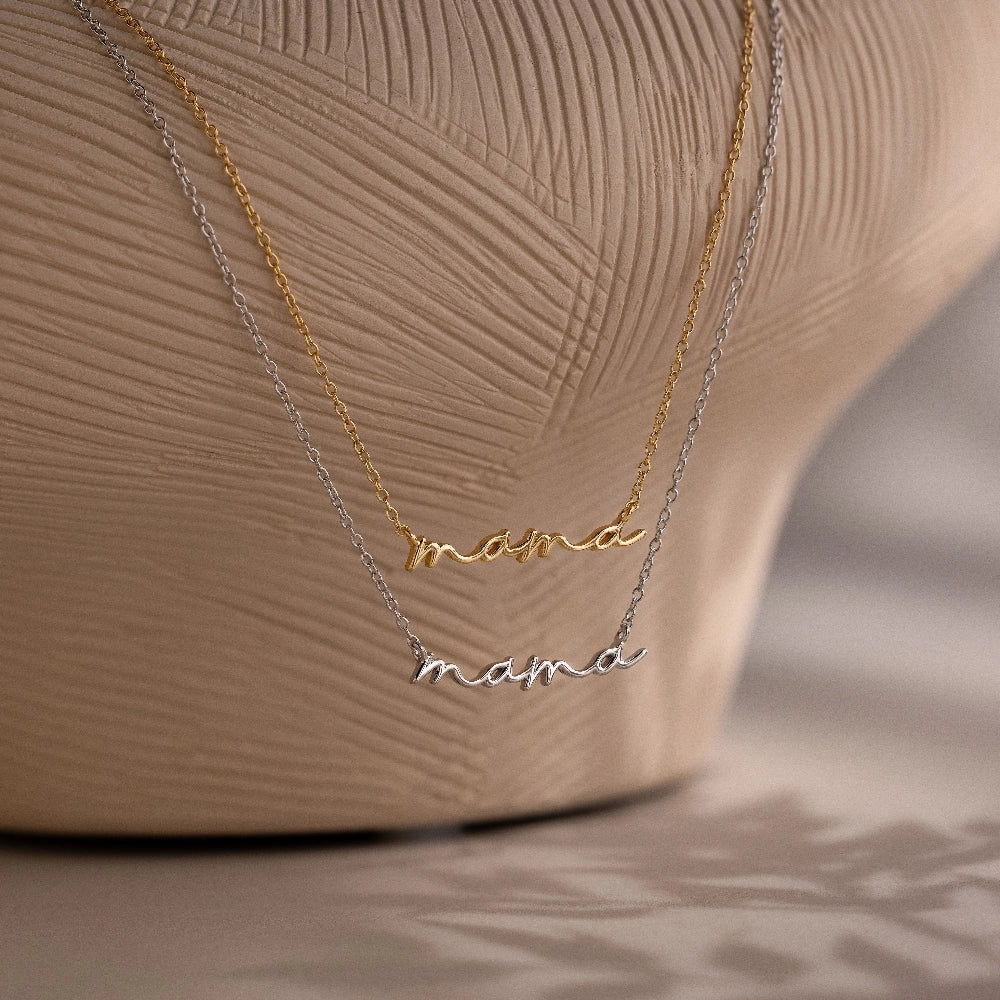 Dainty Mama Necklace Silver 18K Gold Plated