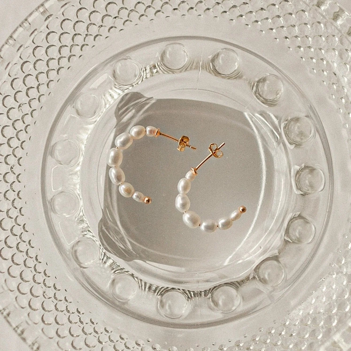 Freshwater Pearl Hoops Silver 18K Gold Plated