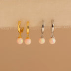 Pink Opal Drop Huggies Silver 18K Gold Plated