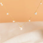 Baroque Pearl Station Necklace Silver 18K Gold Plated
