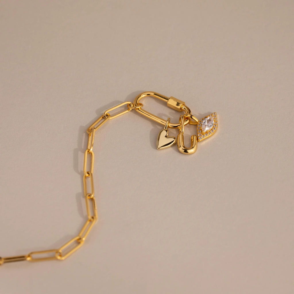 Puff Heart Charm Silver 18K Gold Plated