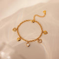 Heart Charm Bracelet Silver 18K Gold Plated
