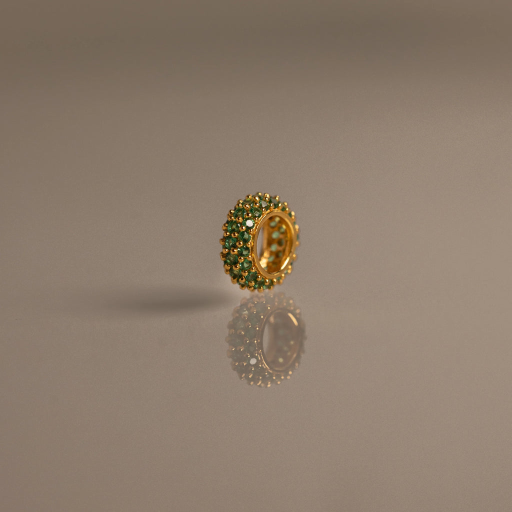 Pave Emerald Charm Spacer Silver 18K Gold Plated