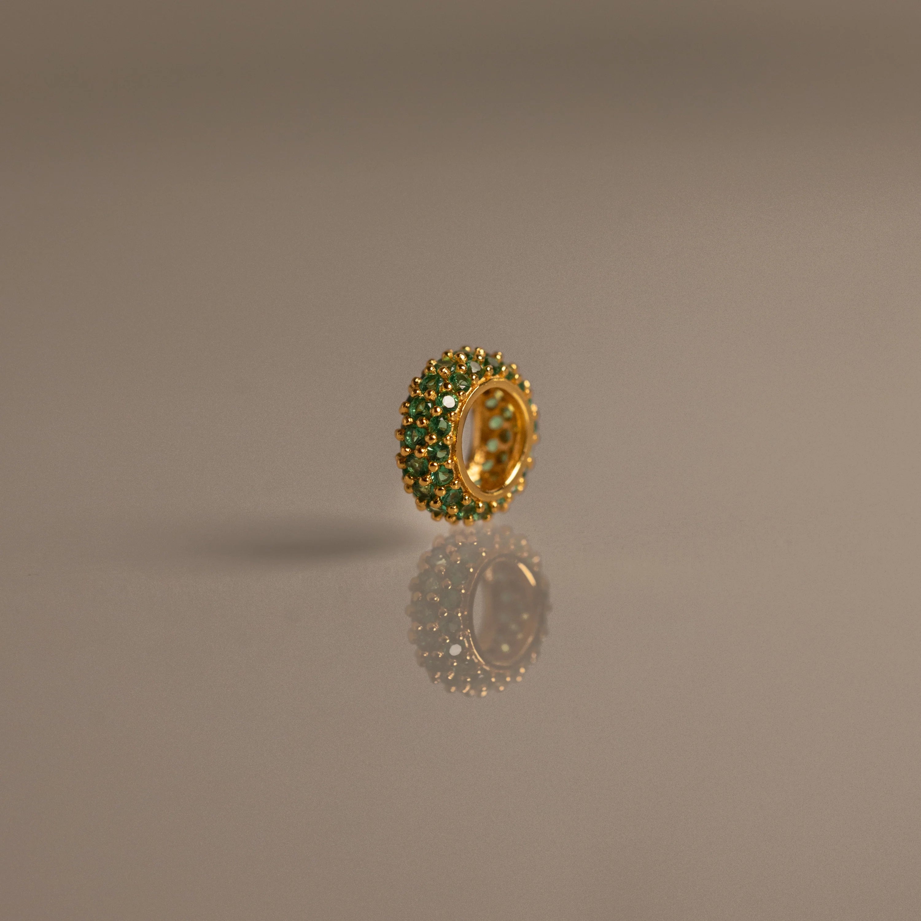 Pave Emerald Charm Spacer Silver 18K Gold Plated