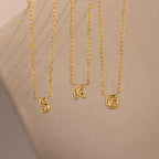 Bubble Letter Charm Necklace Silver 18K Gold Plated