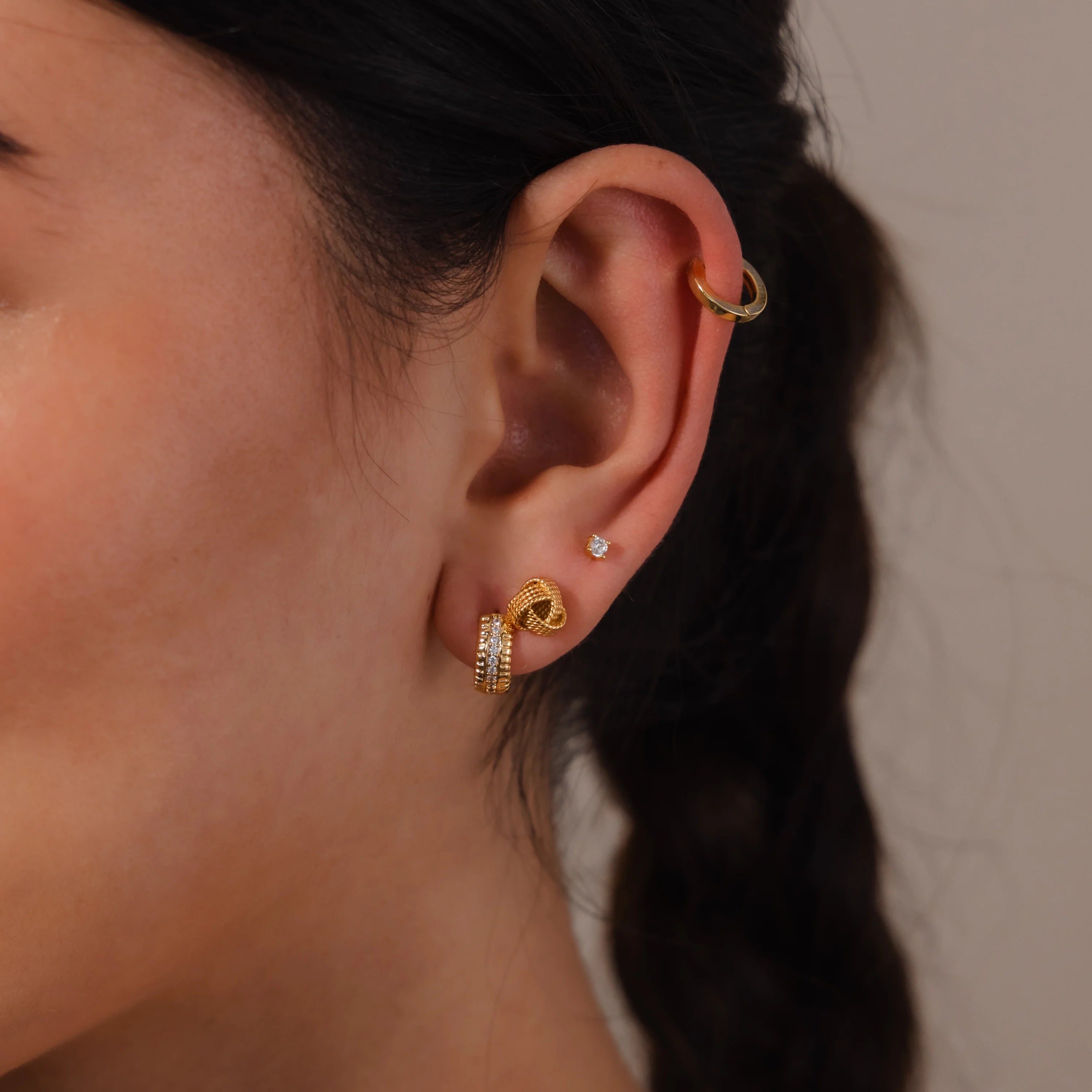 Rope Knot Studs Silver 18K Gold Plated