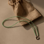 Beaded Jade Charm Necklace Silver 18K Gold Plated