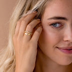 Wave Diamond Duo Ring Silver 18K Gold Plated