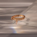 Initial Topaz Linked Ring Set Silver 18K Gold Plated