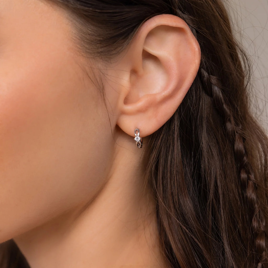 Diamond Infinity Hoops Silver 18K Gold Plated
