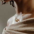 Engraved Interlocking Necklace Silver 18K Gold Plated