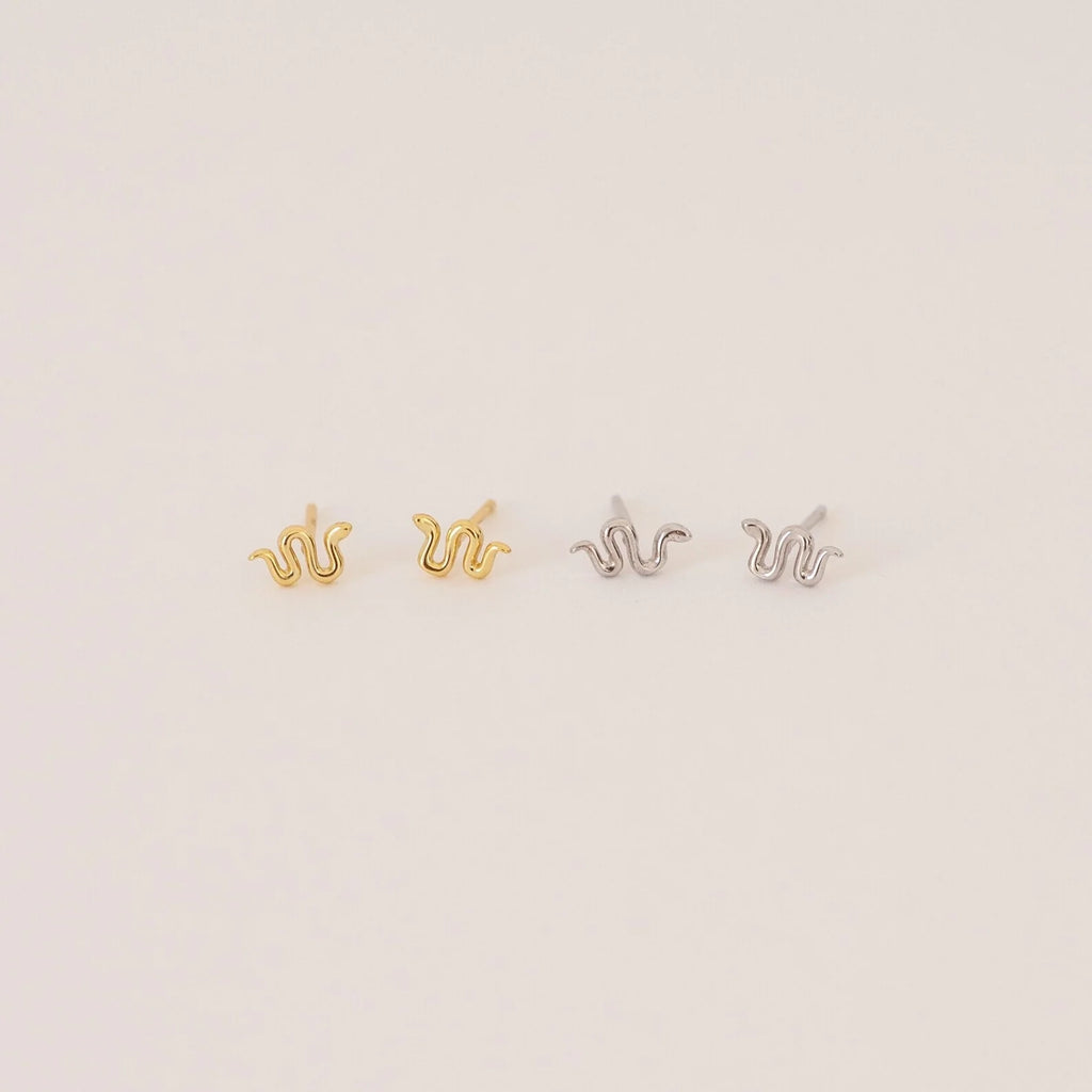 Tiny Python Studs Silver 18K Gold Plated