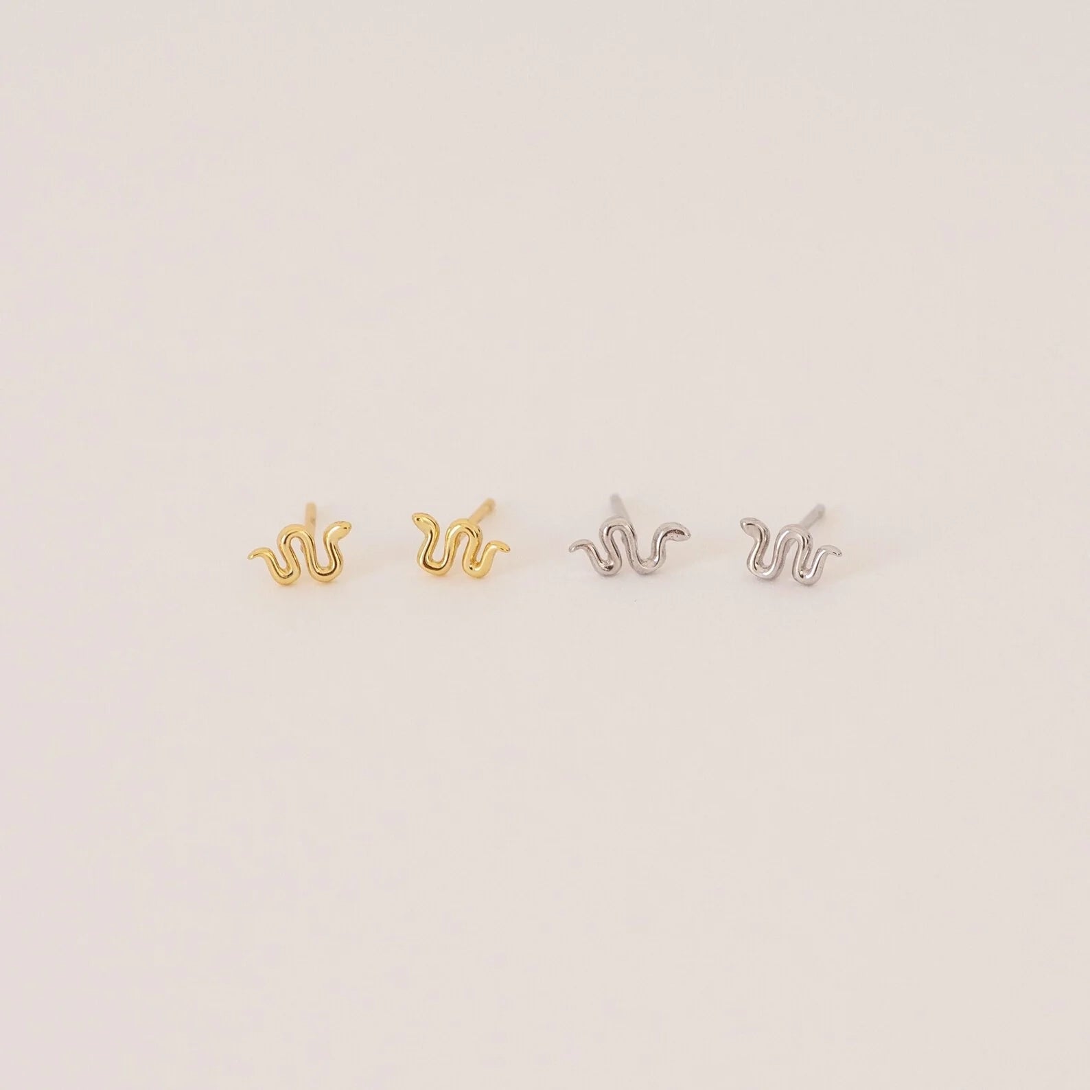 Tiny Python Studs Silver 18K Gold Plated