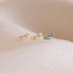 Topaz Stud Earrings Silver 18K Gold Plated