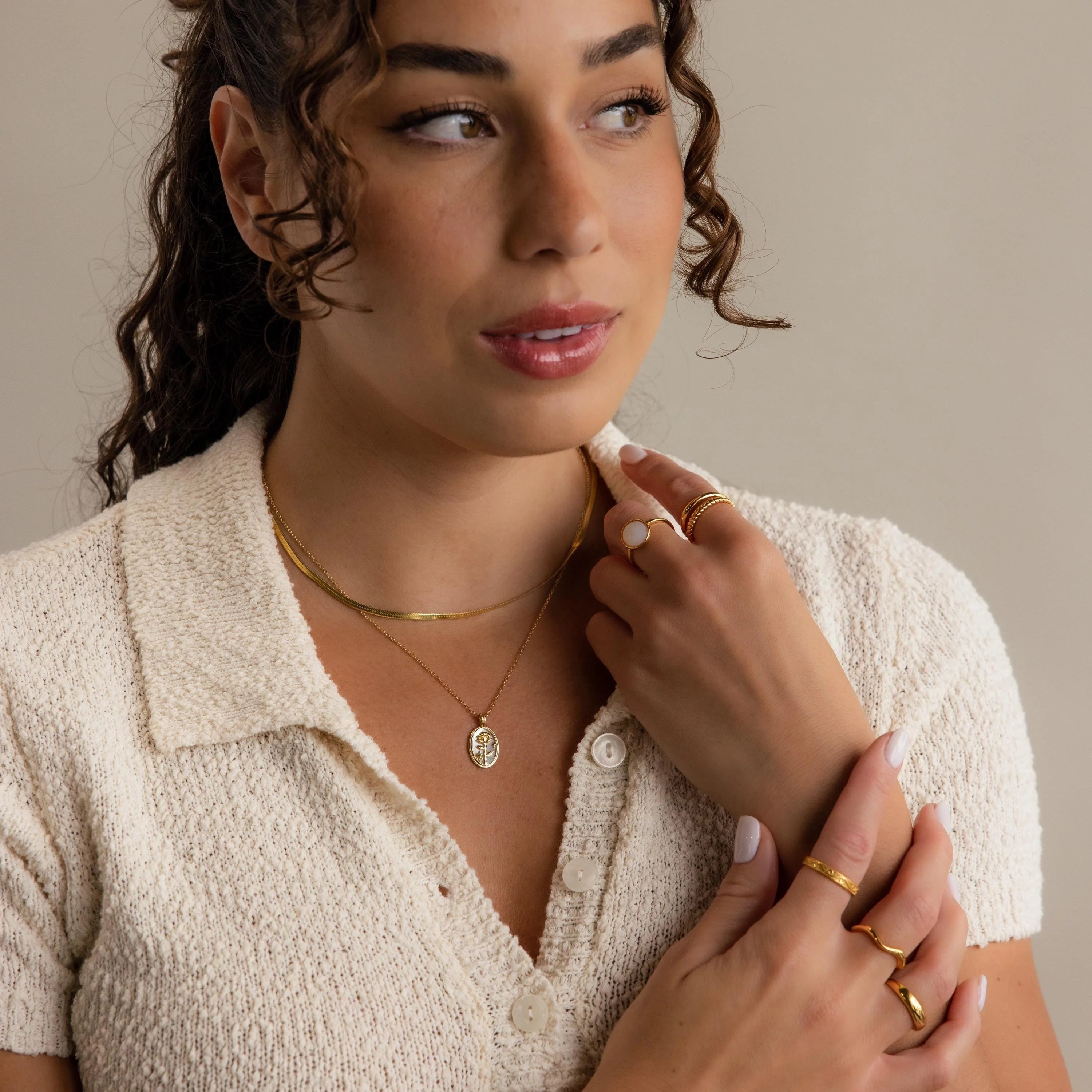 Pearl Flower Birthstone Necklace Silver 18K Gold Plated
