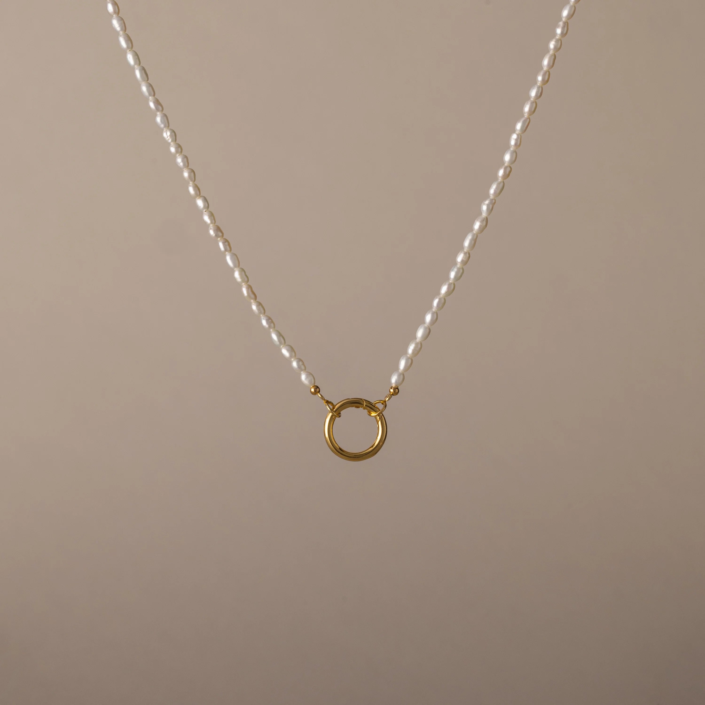 Pearl Chain Clasp Necklace Silver 18K Gold Plated