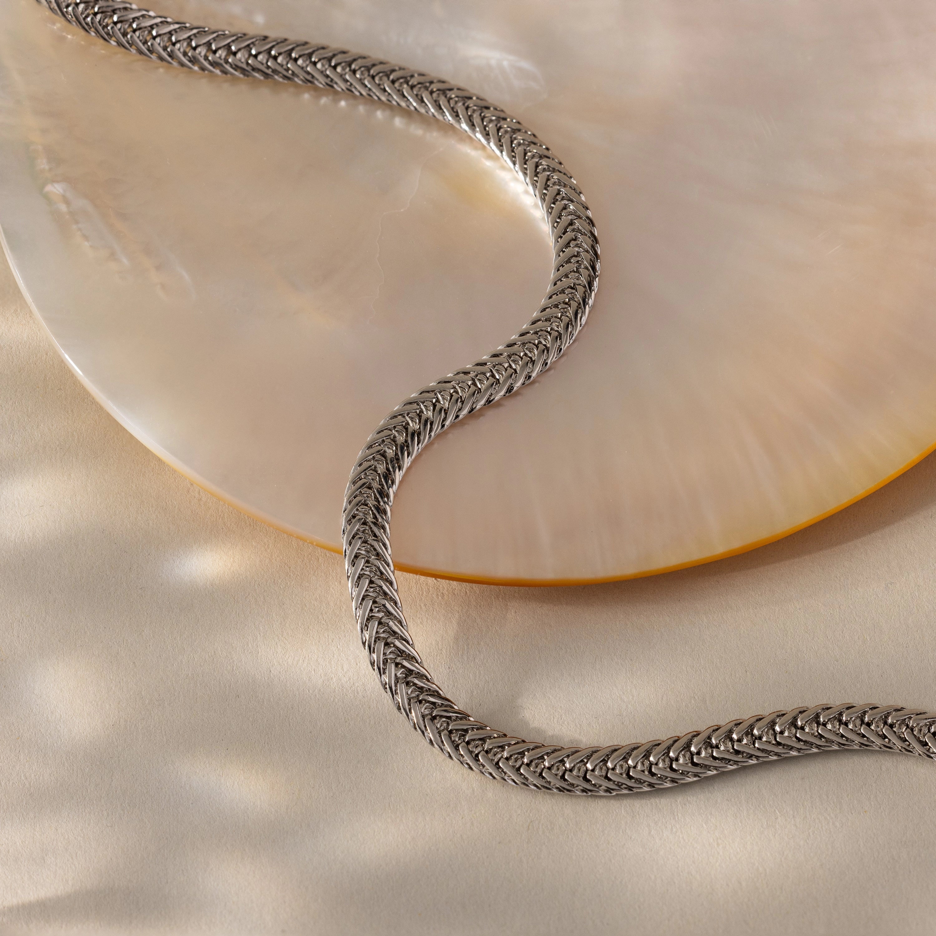 Thick Mesh Chain Necklace Silver 18K Gold Plated
