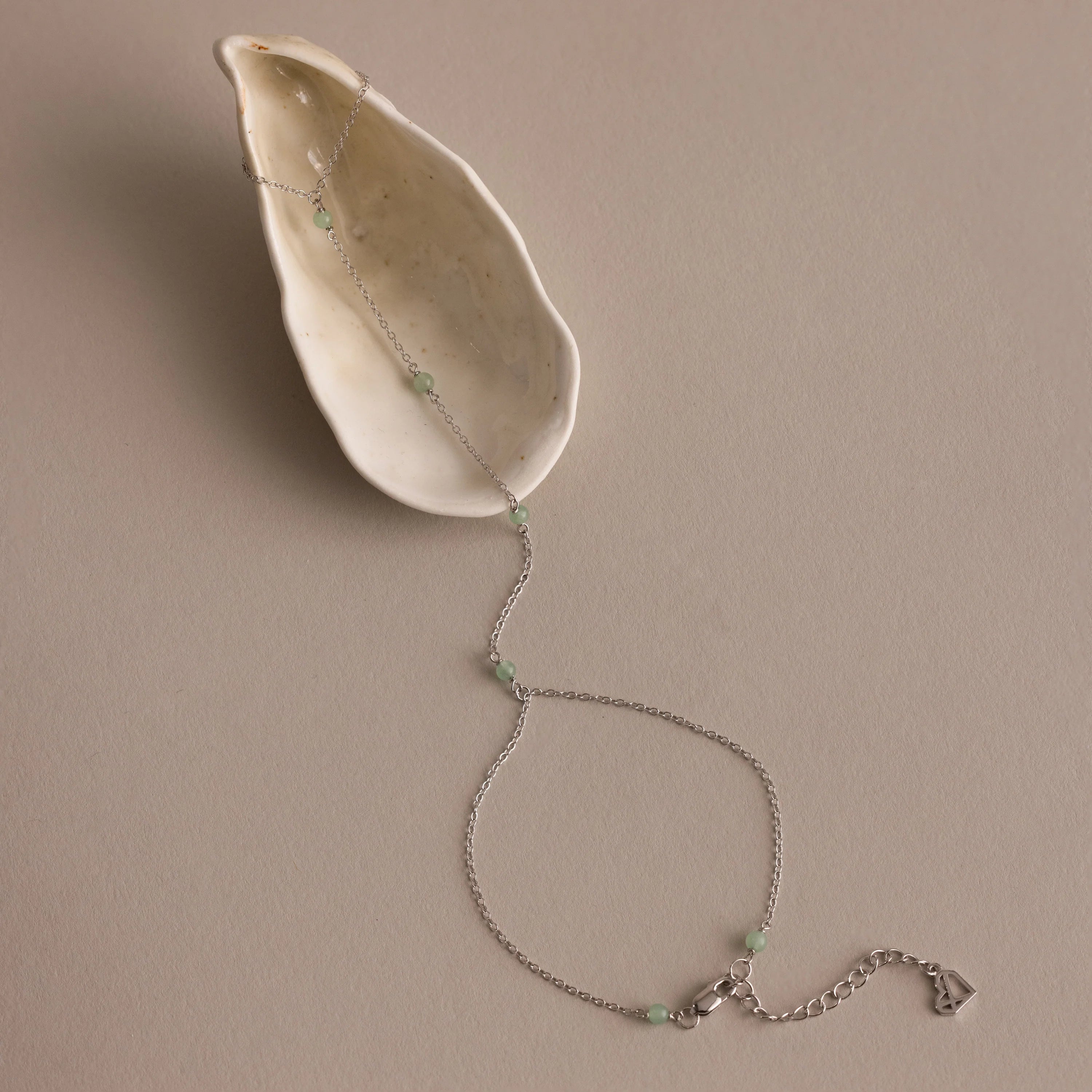 Jade Hand Chain Bracelet Silver 18K Gold Plated