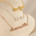 Pave Dream Script Name Necklace Silver 18K Gold Plated