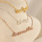 Pave Dream Script Name Necklace Silver 18K Gold Plated