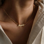 Carrie Figaro Chain Name Necklace Silver 18K Gold Plated