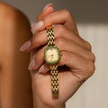 Pave Blossom Timepiece in Emerald Silver 18K Gold Plated