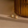 Diamond Opal Moon Studs Silver 18K Gold Plated