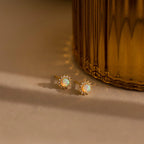 Diamond Opal Moon Studs Silver 18K Gold Plated