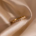 Diamond Cluster Eternity Ring Silver 18K Gold Plated