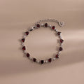 Diamond Garnet Heart Tennis Bracelet Silver 18K Gold Plated