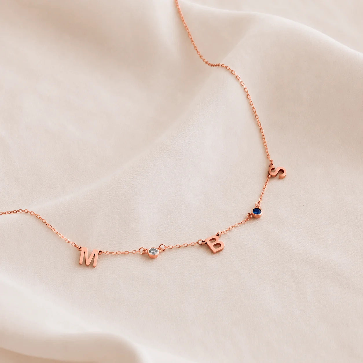 Personalized Birthstone Letter Necklace