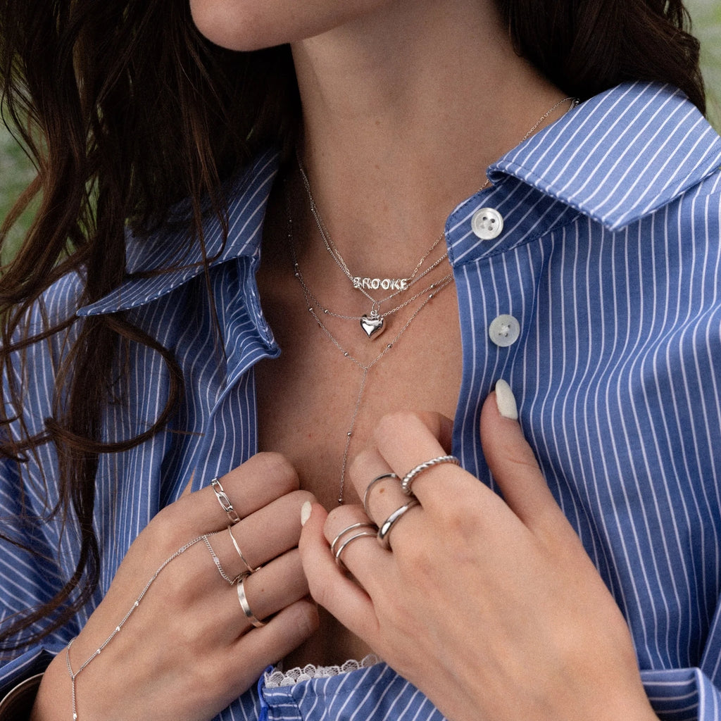Tiny Bubble Name Necklace Silver 18K Gold Plated
