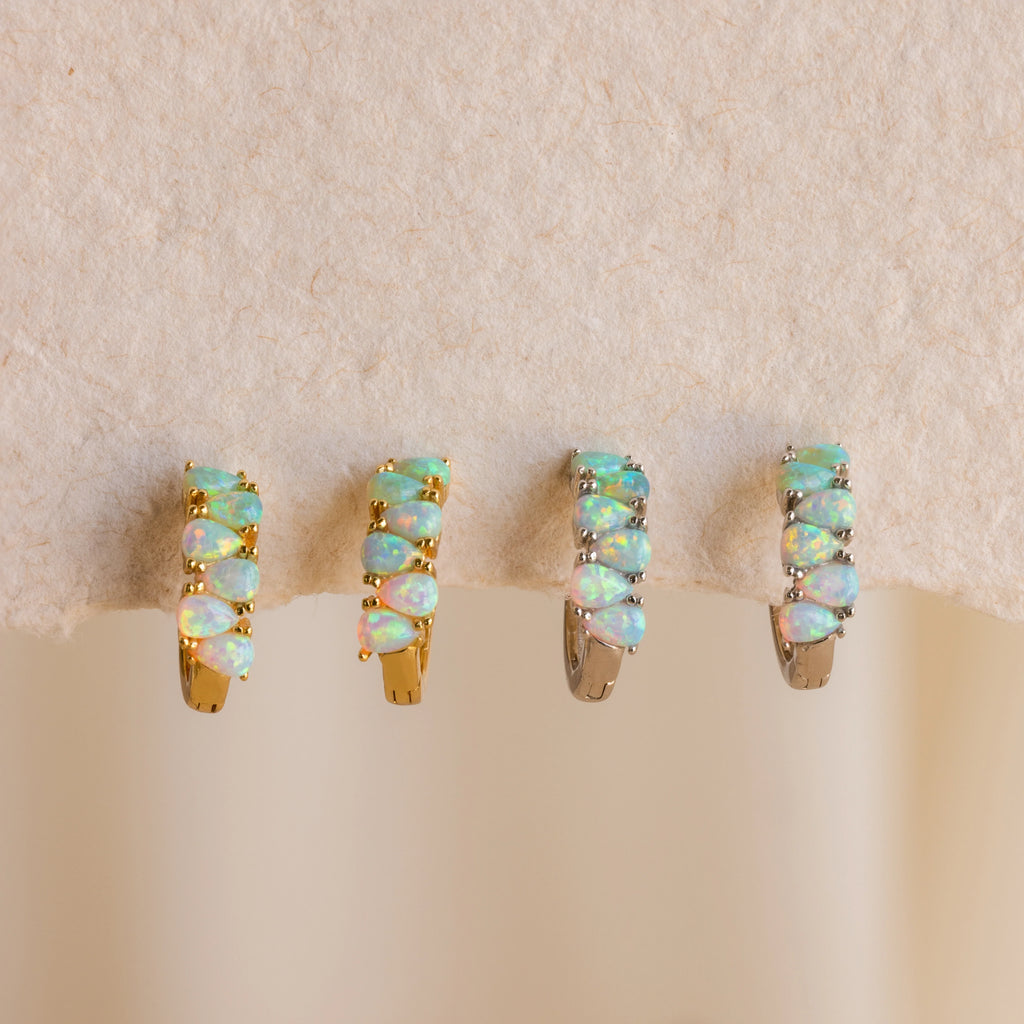 Ombre Opal Huggies Silver 18K Gold Plated