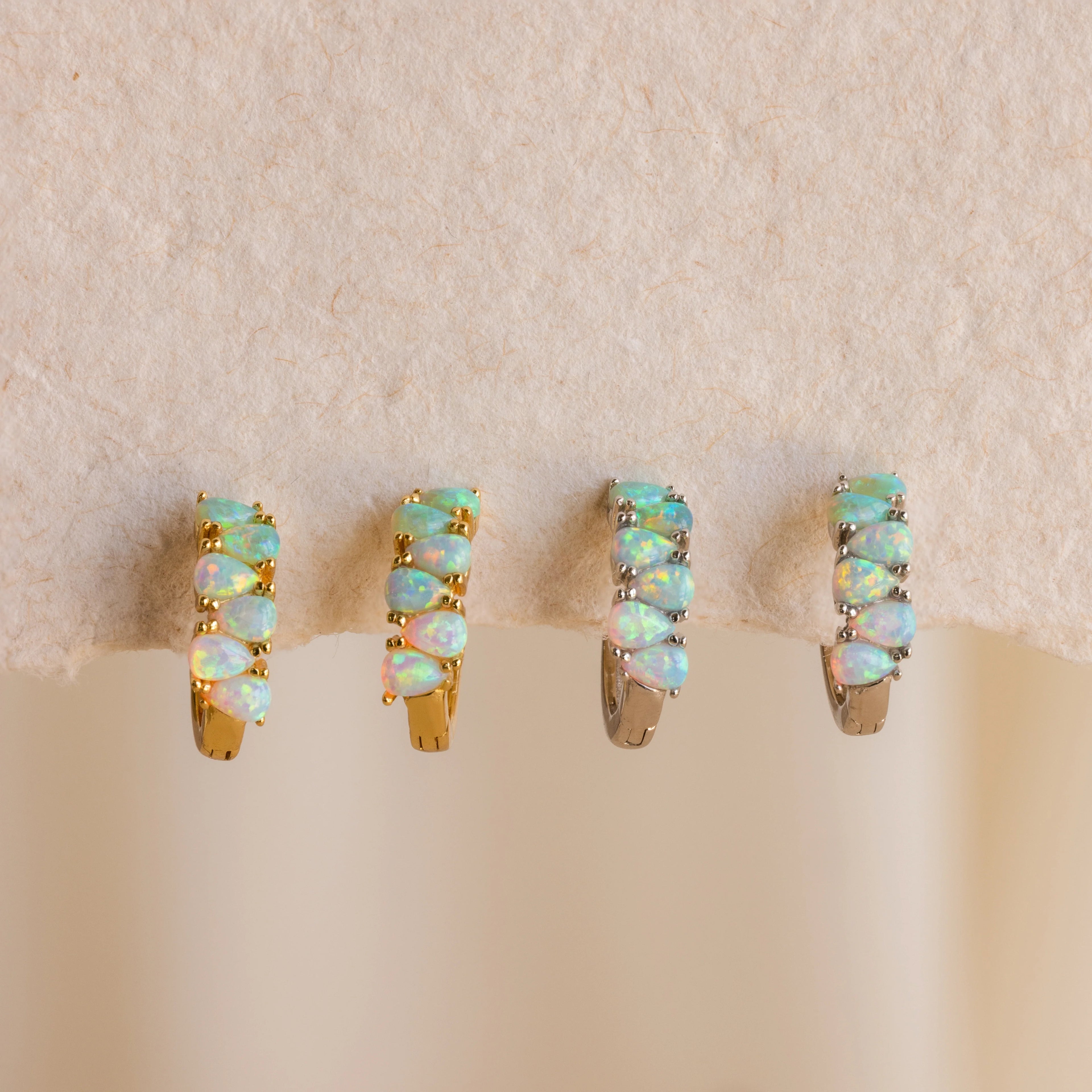 Ombre Opal Huggies Silver 18K Gold Plated