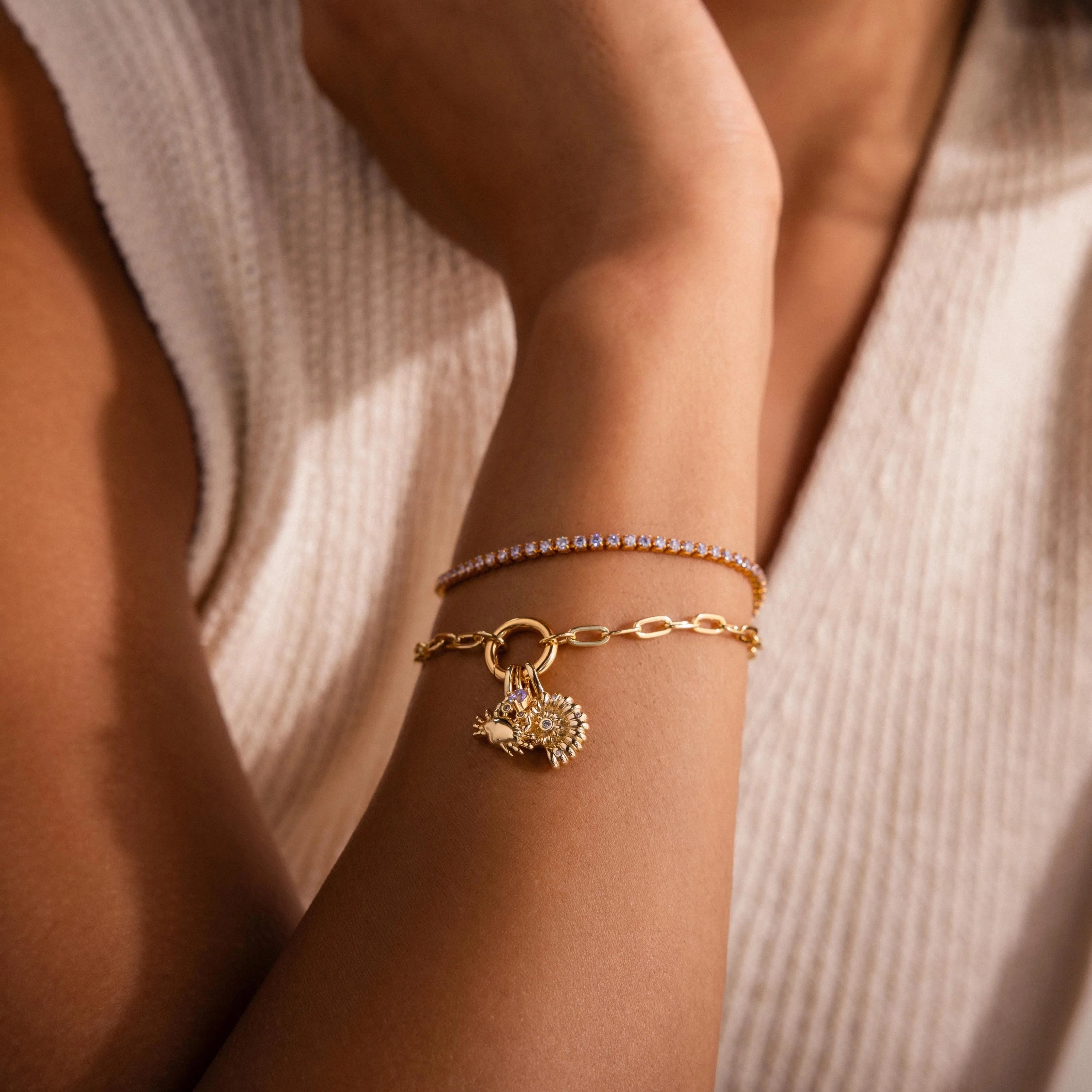 Diamond Crab Charm Silver 18K Gold Plated