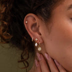Diamond Poinsettia Charm Hoops Silver 18K Gold Plated